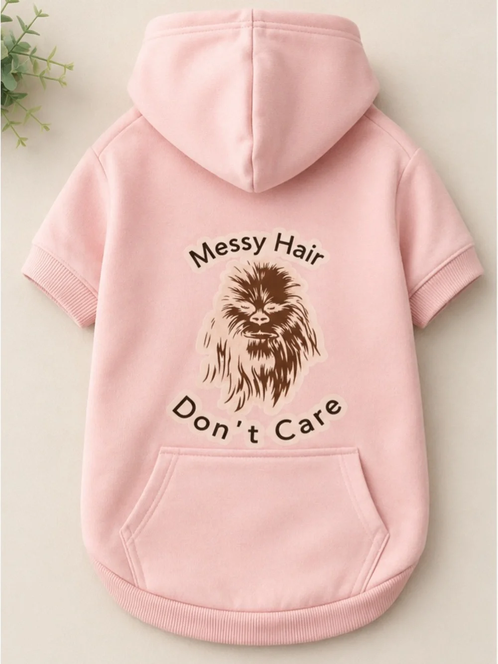 Messy hair, Don’t Care Pink Dog hoodie
